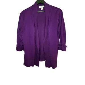 Christopher & Banks Womens M Purple Open Front Cardigan Sweater